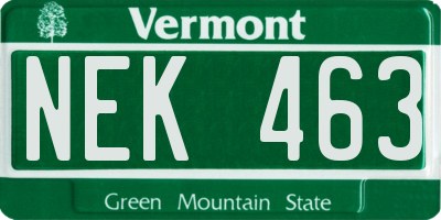 VT license plate NEK463