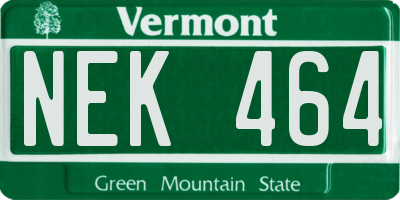 VT license plate NEK464