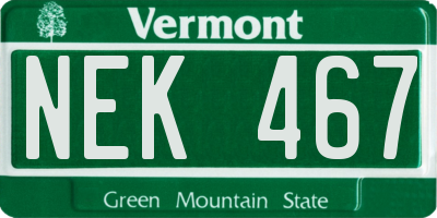 VT license plate NEK467