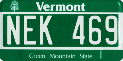 VT license plate NEK469