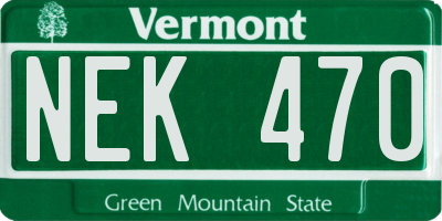 VT license plate NEK470