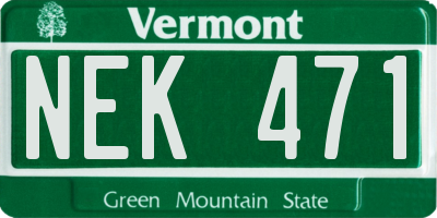 VT license plate NEK471