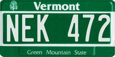 VT license plate NEK472