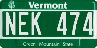 VT license plate NEK474