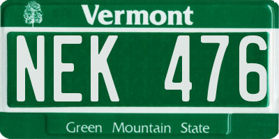 VT license plate NEK476