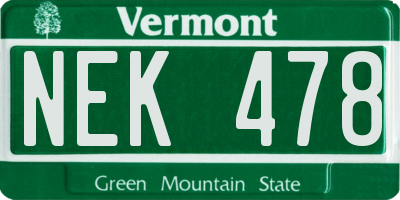 VT license plate NEK478