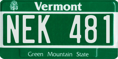 VT license plate NEK481