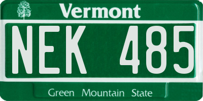 VT license plate NEK485