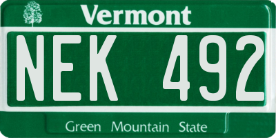 VT license plate NEK492