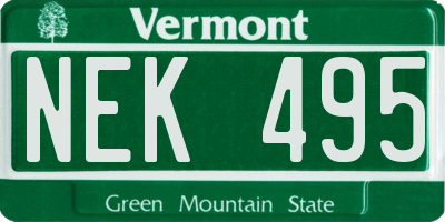 VT license plate NEK495