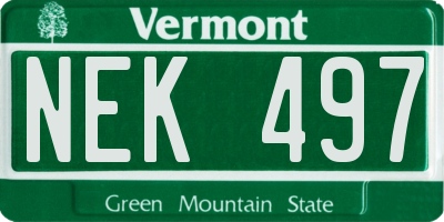VT license plate NEK497