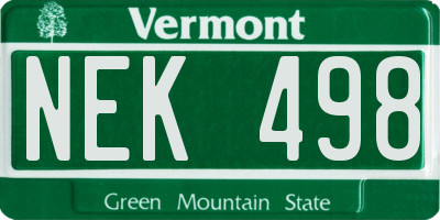 VT license plate NEK498
