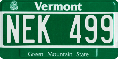 VT license plate NEK499
