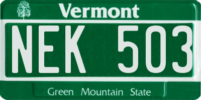 VT license plate NEK503