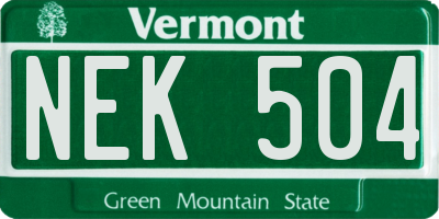 VT license plate NEK504