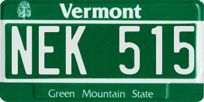 VT license plate NEK515