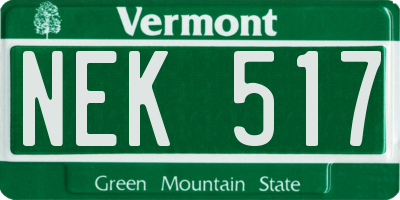 VT license plate NEK517