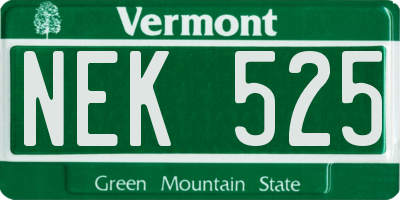 VT license plate NEK525