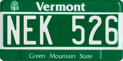 VT license plate NEK526