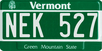 VT license plate NEK527