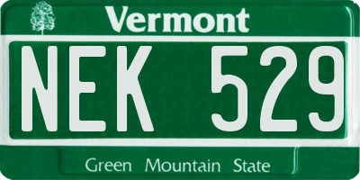 VT license plate NEK529