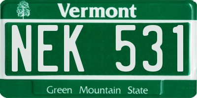 VT license plate NEK531