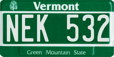 VT license plate NEK532