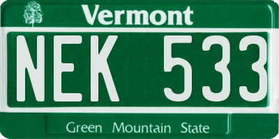 VT license plate NEK533