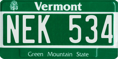 VT license plate NEK534