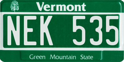 VT license plate NEK535