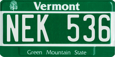 VT license plate NEK536