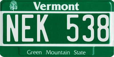 VT license plate NEK538