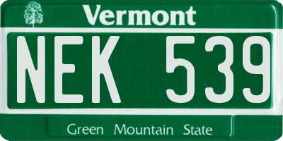 VT license plate NEK539