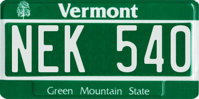 VT license plate NEK540