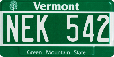 VT license plate NEK542
