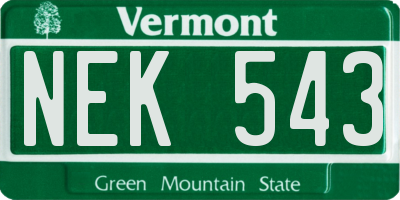 VT license plate NEK543
