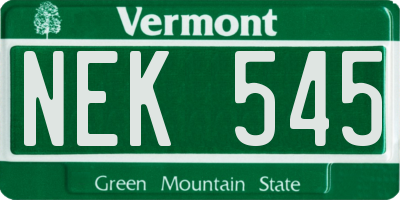 VT license plate NEK545
