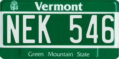 VT license plate NEK546