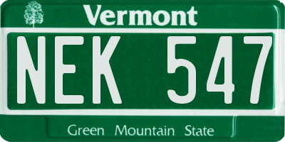 VT license plate NEK547