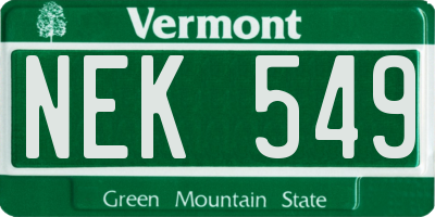 VT license plate NEK549