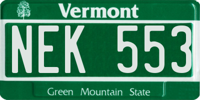 VT license plate NEK553