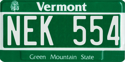 VT license plate NEK554