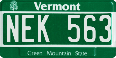 VT license plate NEK563