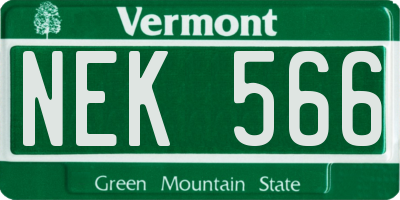 VT license plate NEK566