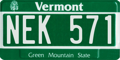 VT license plate NEK571