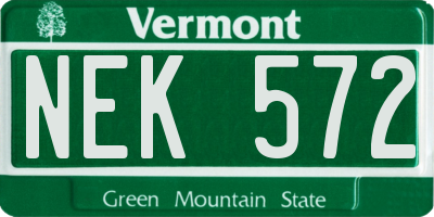 VT license plate NEK572