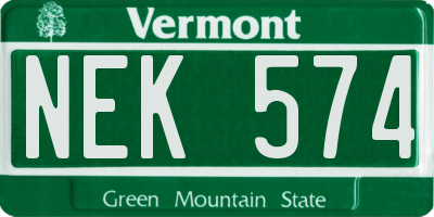 VT license plate NEK574