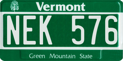 VT license plate NEK576