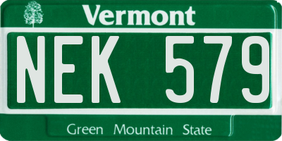 VT license plate NEK579