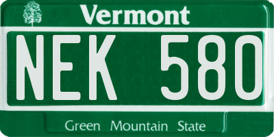 VT license plate NEK580